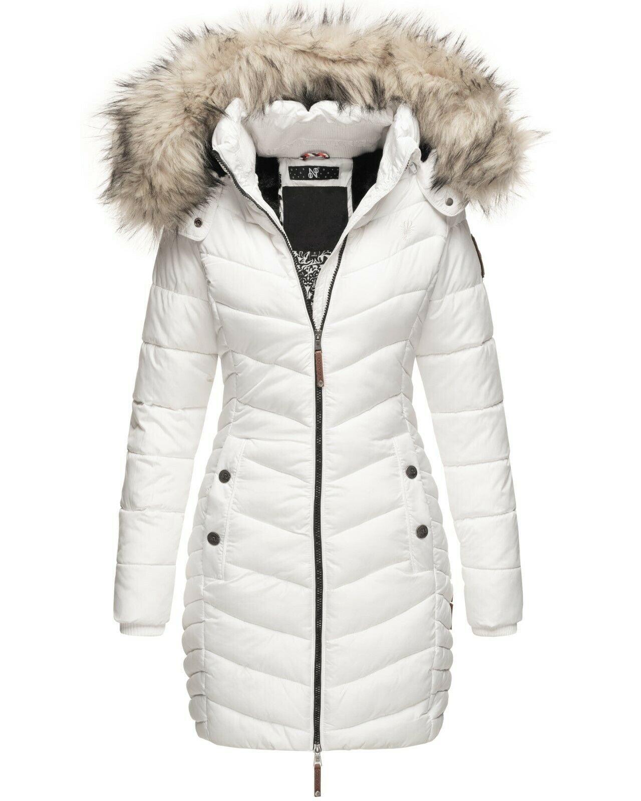 Women's Long Chevron Quilted Outerwear Jacket