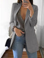 Elegant Plain Lapel Collar Dual Pocket Blazer
