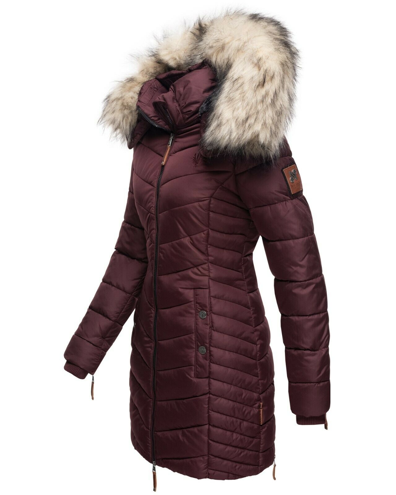 Women's Long Chevron Quilted Outerwear Jacket