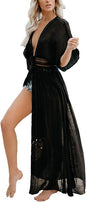 Summer Cotton Floral Long Kaftan Bohemian Kimono Beach Swimsuit Cover Up Maxi Dress for Women