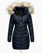 Women's Long Chevron Quilted Outerwear Jacket