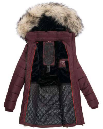 Women's Long Chevron Quilted Outerwear Jacket