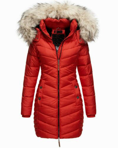 Women's Long Chevron Quilted Outerwear Jacket
