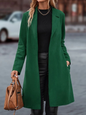 Lapel Neck Slant Pockets Open Front Belted Coat