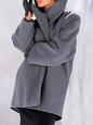 Round neck loose hooded woolen coat